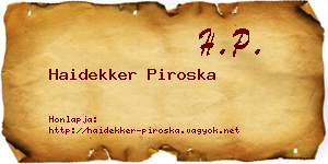 Haidekker Piroska névjegykártya